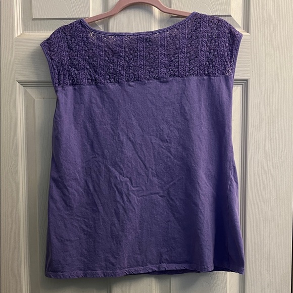 Architect Petites Purple Crochet Accent Sleeveless Blouse Petite Medium - Picture 3 of 4